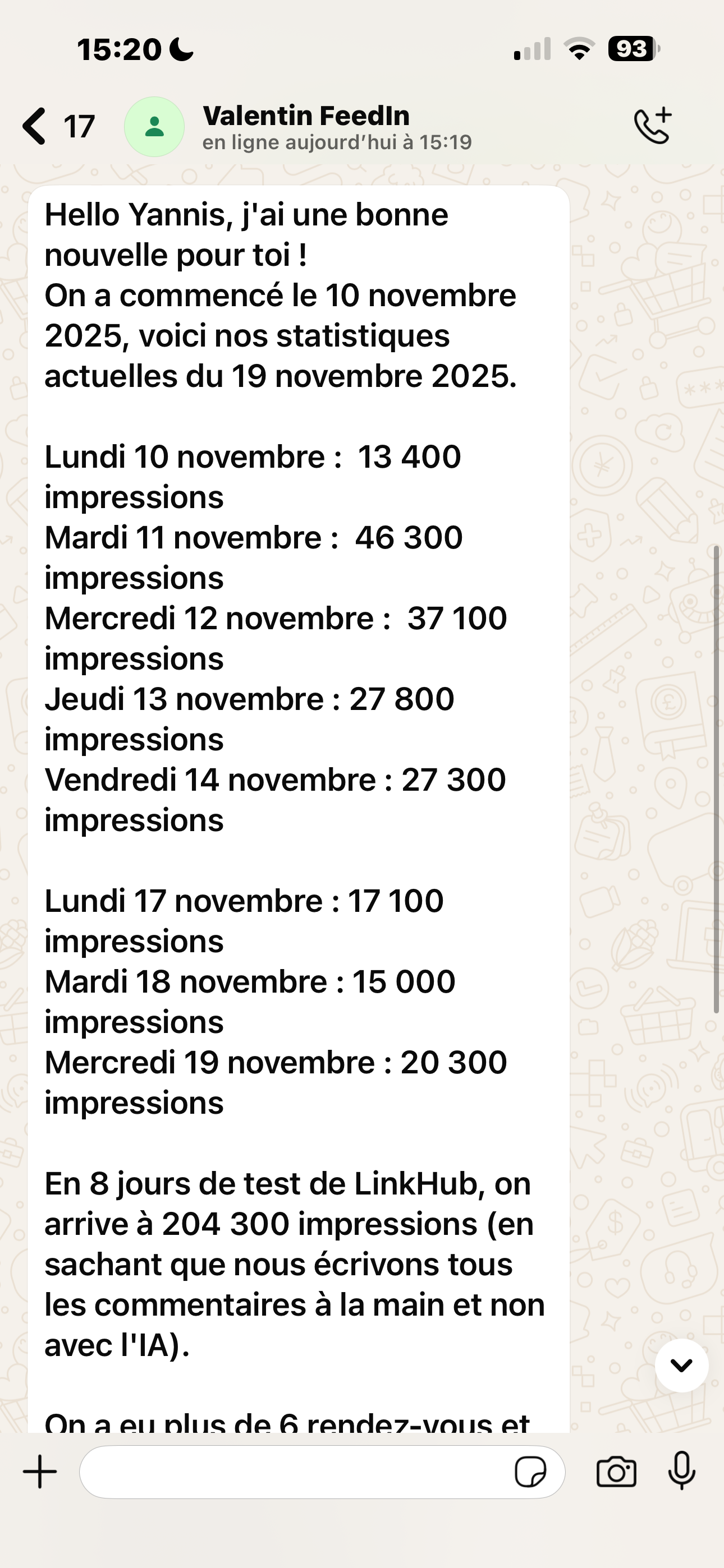 204 300 impressions en 8 jours avec LinkHub